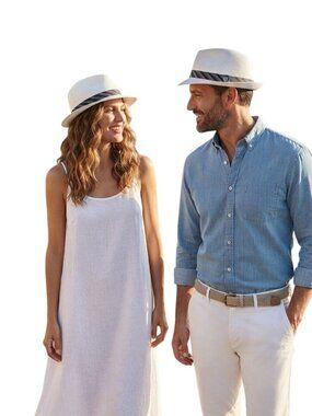 DPG Tribly Style Fedora Unisex Natural Woven Paper Banded Stylish Size M